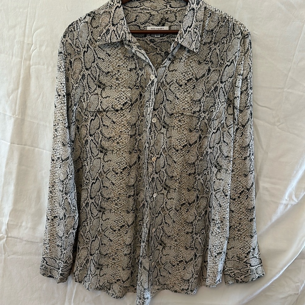 100% Silk Python Print Blouse